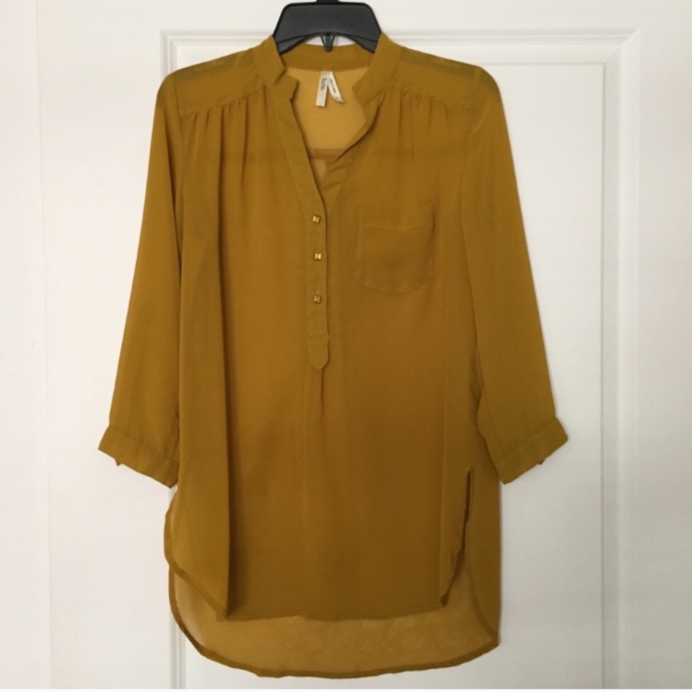 {truth NYC} sheer mustard blouse
